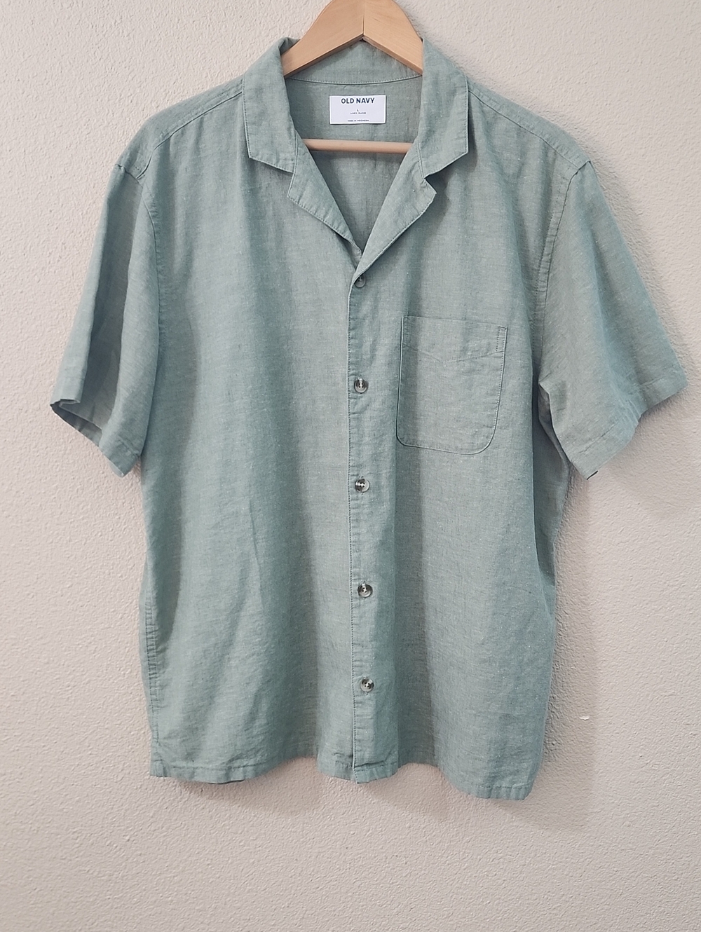 Men's Short Sleeve Button-Up Linen Blend Shirt